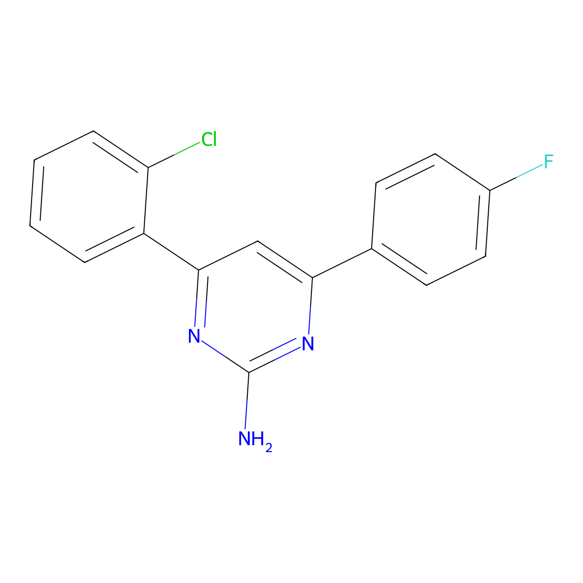 4-(2-Chlorophenyl)-6-(4-fluorophenyl)pyrimidin-2-amine molecular structure, CAS 1354916-91-8