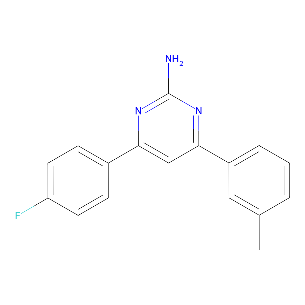 4-(4-Fluorophenyl)-6-(3-methylphenyl)pyrimidin-2-amine molecular structure, CAS 1354917-15-9