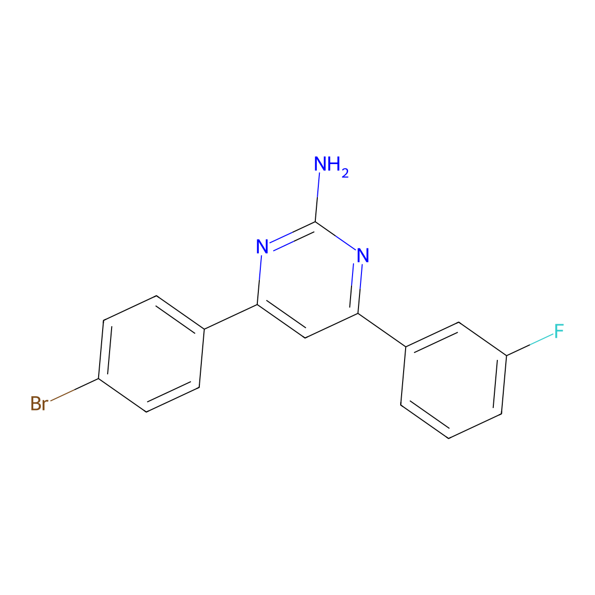 4-(4-Bromophenyl)-6-(3-fluorophenyl)pyrimidin-2-amine molecular structure, CAS 1354917-29-5