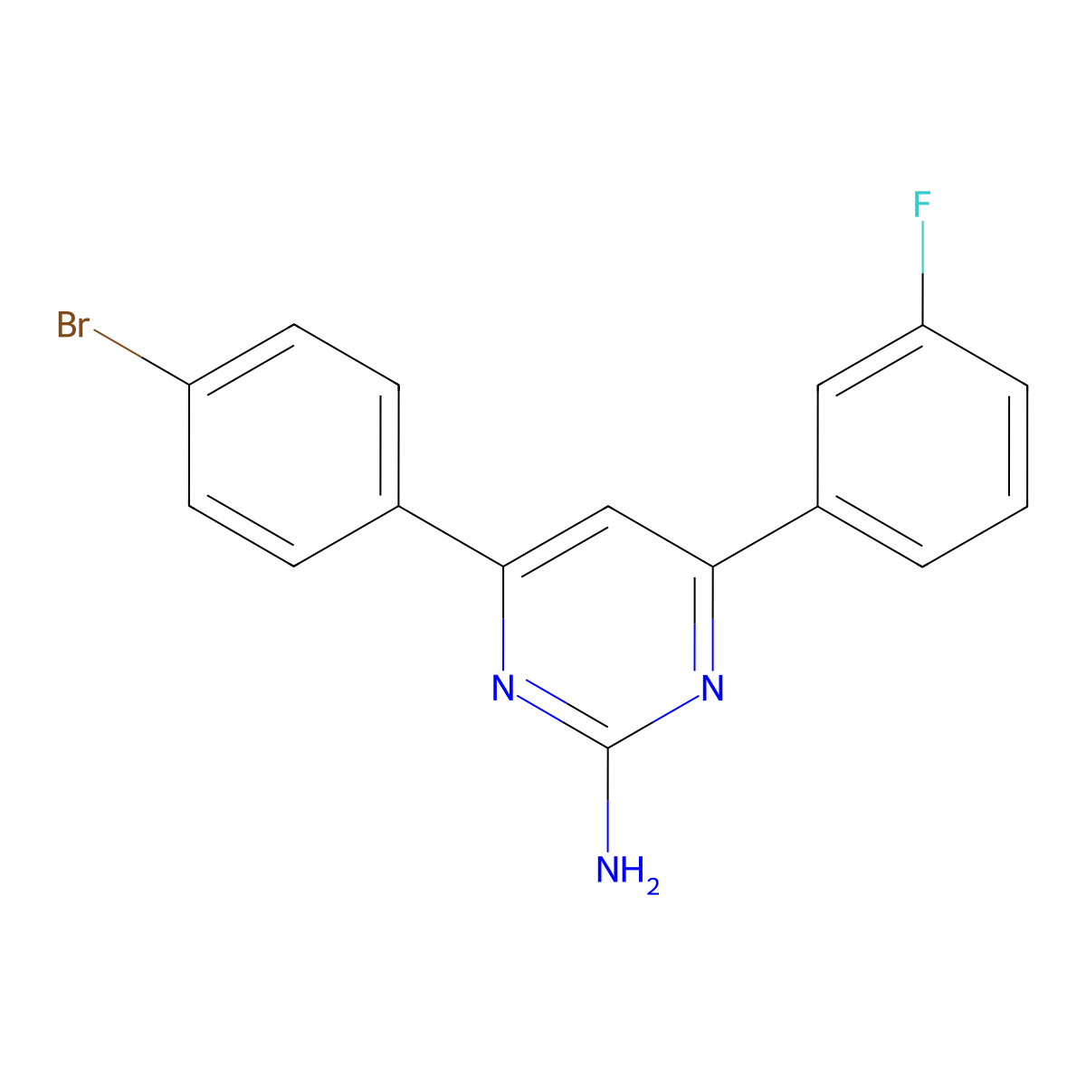 4-(4-Bromophenyl)-6-(3-fluorophenyl)pyrimidin-2-amine molecular structure, CAS 1354917-29-5