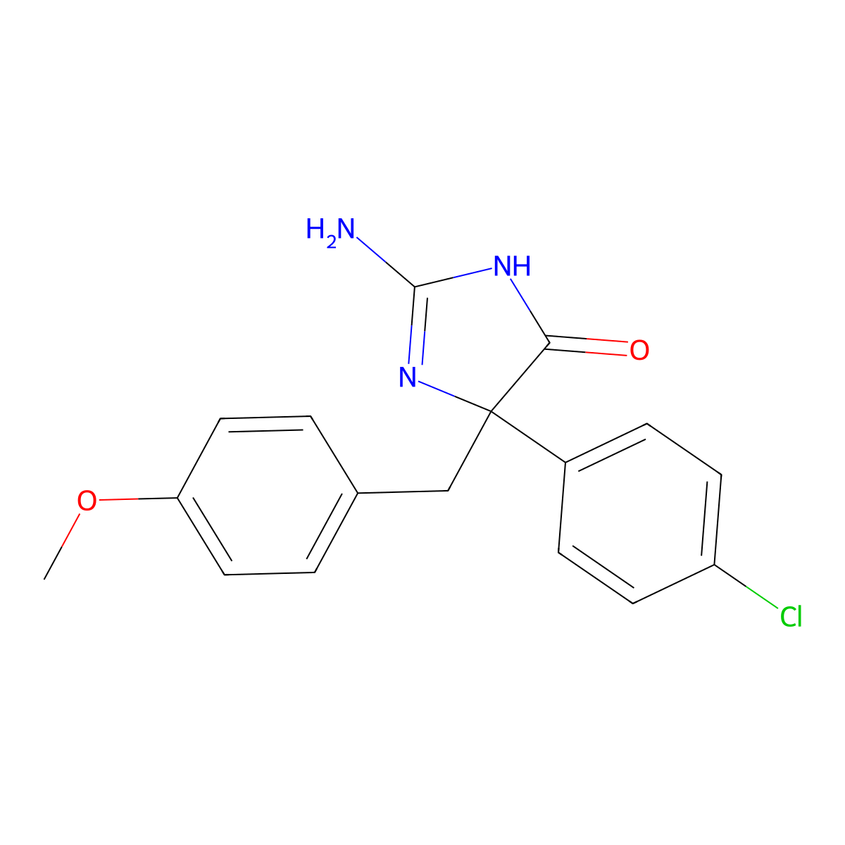 2-Amino-5-(4-chlorophenyl)-5-[(4-methoxyphenyl)methyl]-4,5-dihydro-1H-imidazol-4-one molecular structure, CAS 1354917-59-1