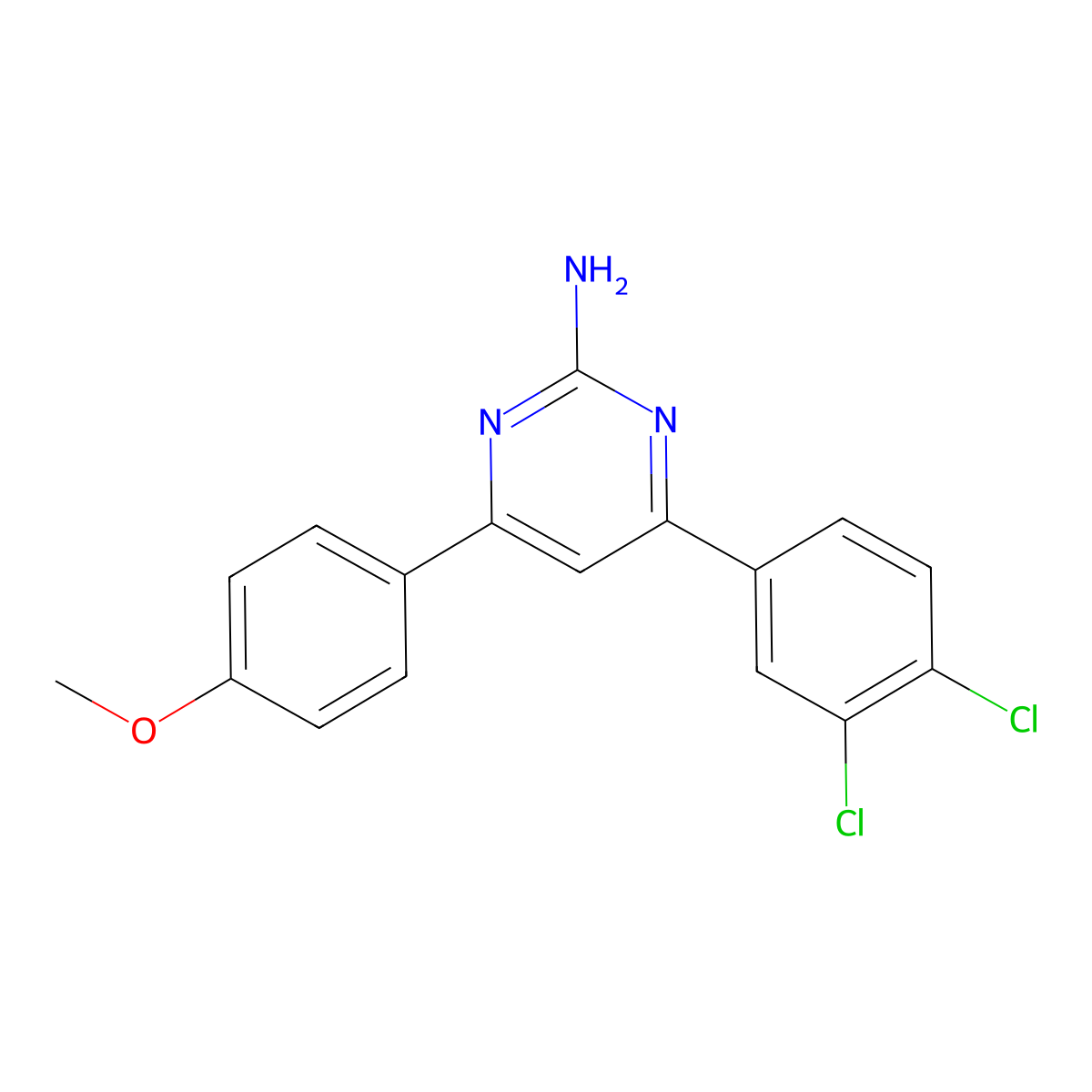 4-(3,4-Dichlorophenyl)-6-(4-methoxyphenyl)pyrimidin-2-amine molecular structure, CAS 1354917-77-3