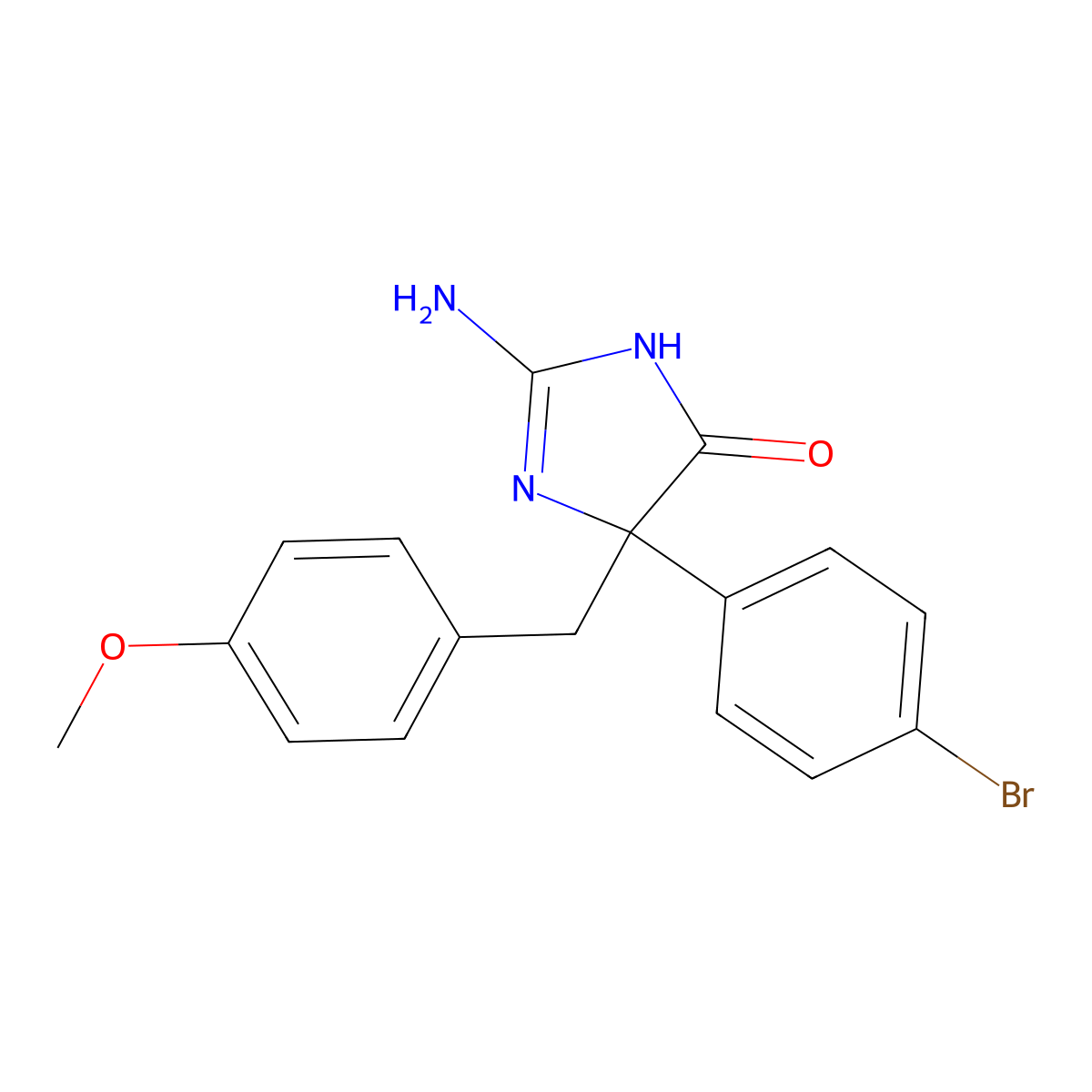 2-Amino-5-(4-bromophenyl)-5-[(4-methoxyphenyl)methyl]-4,5-dihydro-1H-imidazol-4-one molecular structure, CAS 1354918-10-7