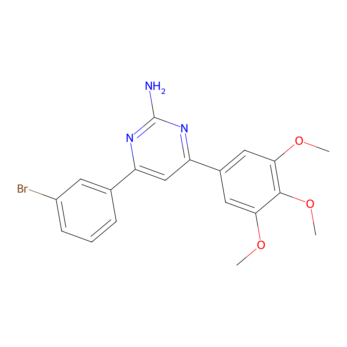 4-(3-Bromophenyl)-6-(3,4,5-trimethoxyphenyl)pyrimidin-2-amine molecular structure, CAS 1354918-39-0