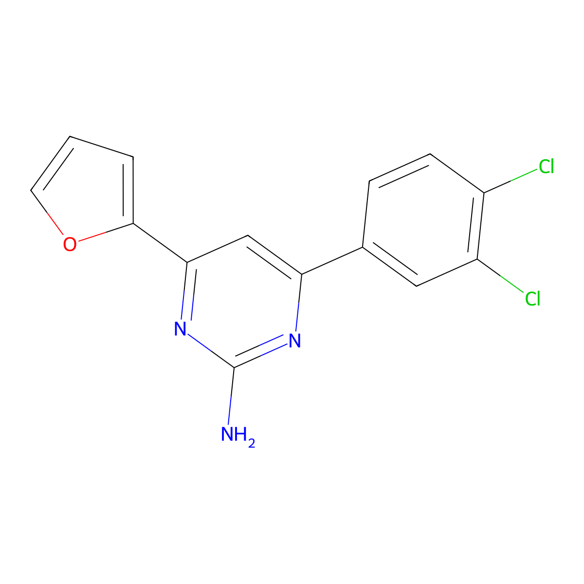 4-(3,4-Dichlorophenyl)-6-(furan-2-yl)pyrimidin-2-amine molecular structure, CAS 1354918-42-5