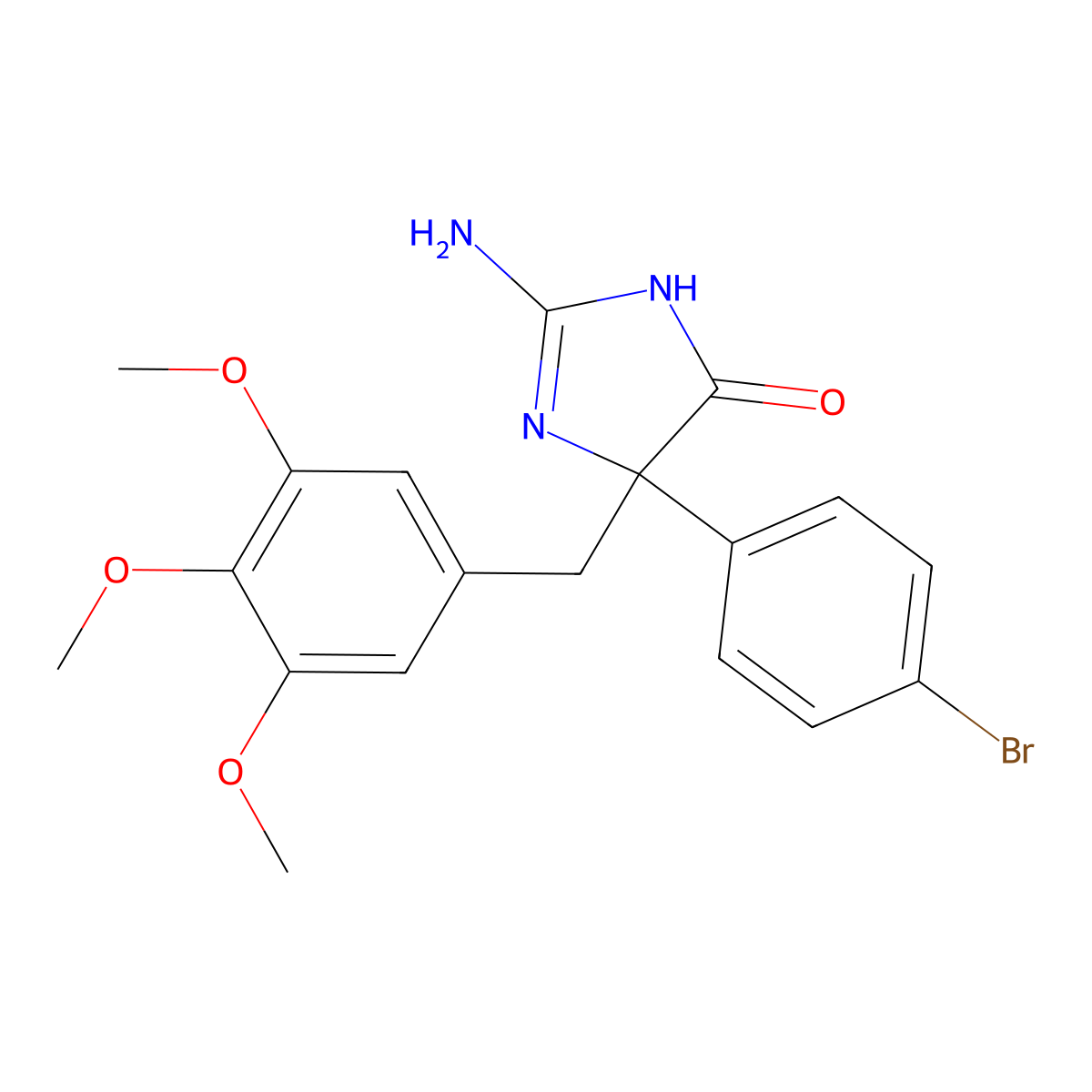 2-Amino-5-(4-bromophenyl)-5-[(3,4,5-trimethoxyphenyl)methyl]-4,5-dihydro-1H-imidazol-4-one molecular structure, CAS 1354918-47-0