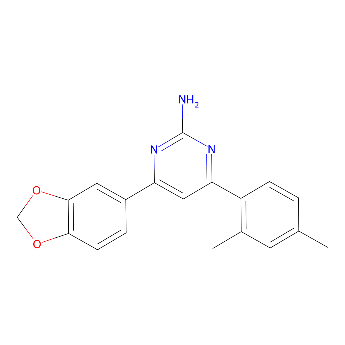 4-(2H-1,3-Benzodioxol-5-yl)-6-(2,4-dimethylphenyl)pyrimidin-2-amine molecular structure, CAS 1354918-53-8