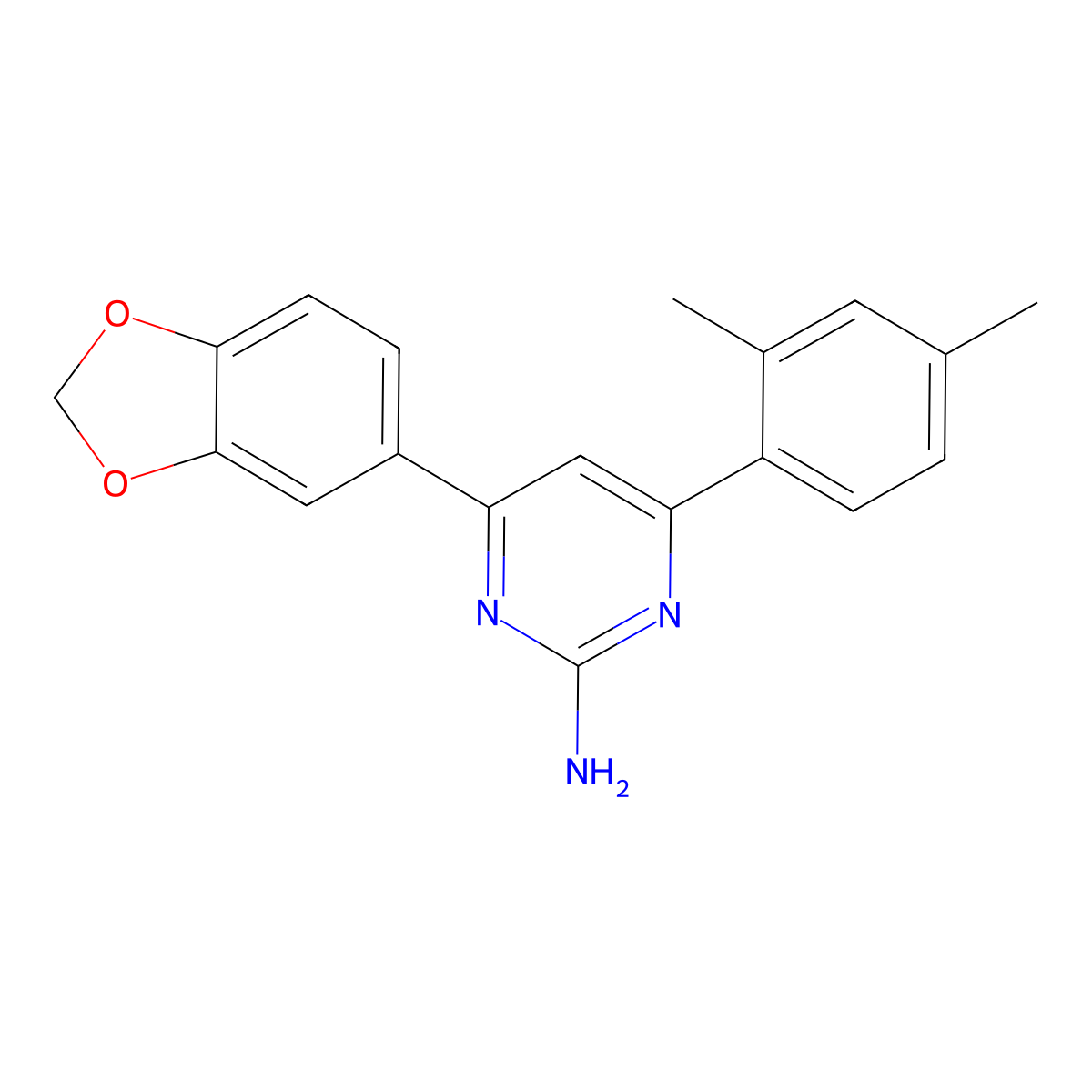 4-(2H-1,3-Benzodioxol-5-yl)-6-(2,4-dimethylphenyl)pyrimidin-2-amine molecular structure, CAS 1354918-53-8