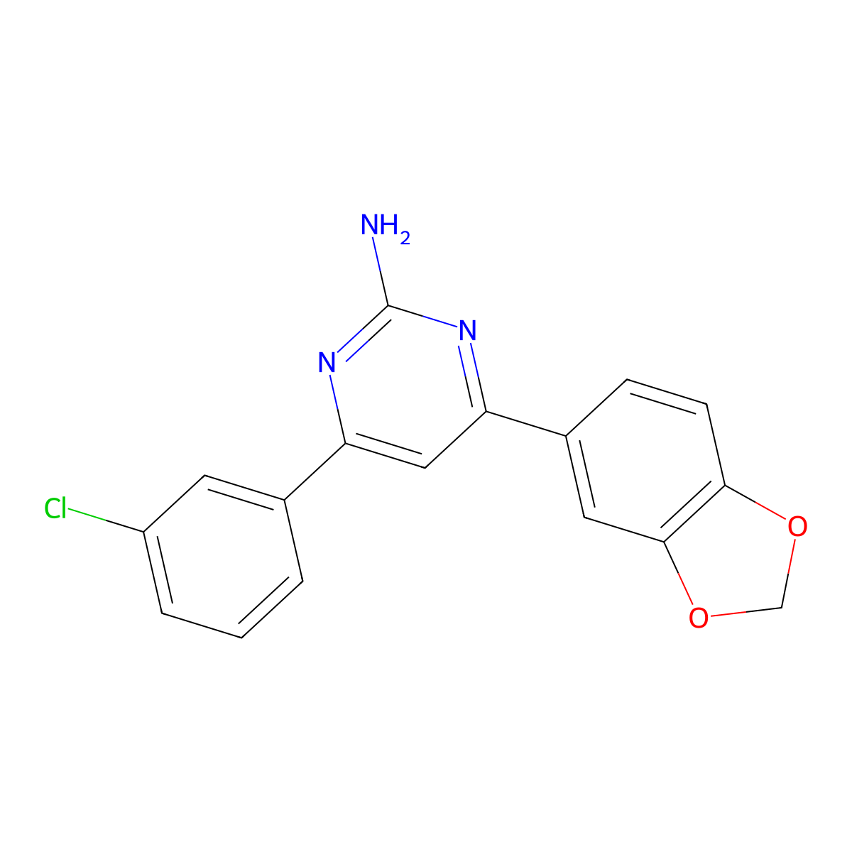 4-(2H-1,3-Benzodioxol-5-yl)-6-(3-chlorophenyl)pyrimidin-2-amine molecular structure, CAS 1354918-67-4