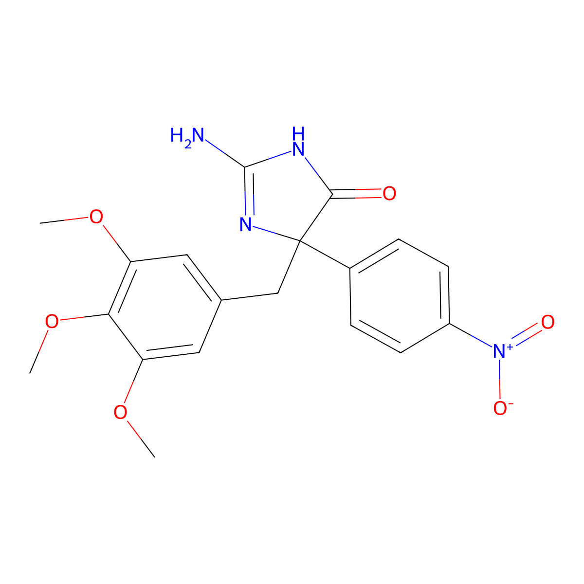 2-Amino-5-(4-nitrophenyl)-5-[(3,4,5-trimethoxyphenyl)methyl]-4,5-dihydro-1H-imidazol-4-one molecular structure, CAS 1354918-86-7