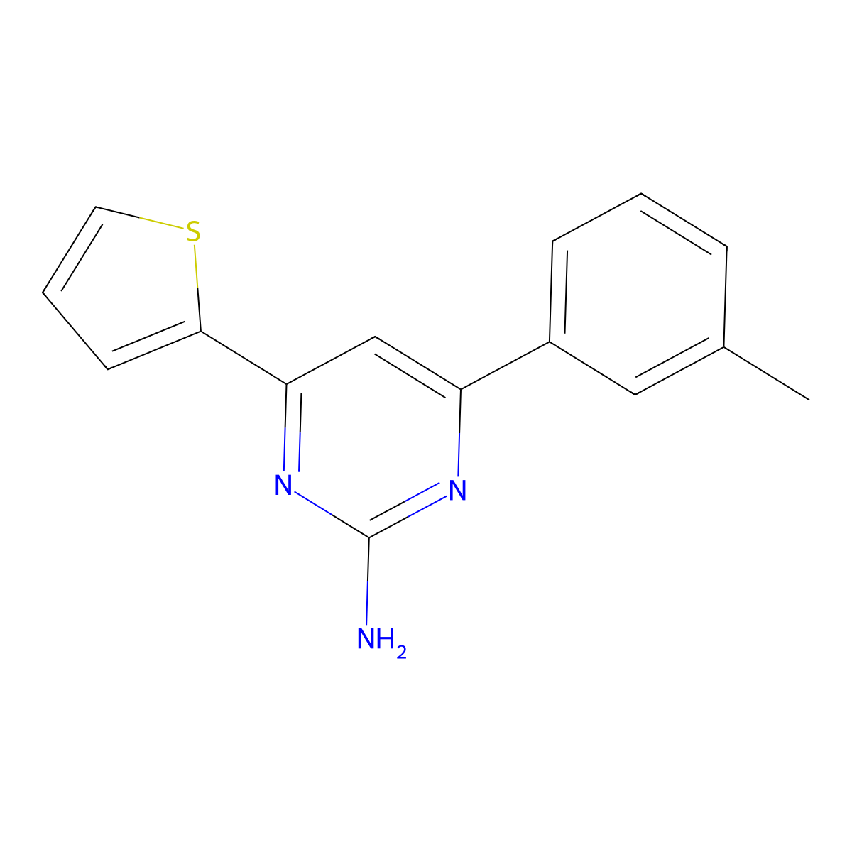 4-(3-Methylphenyl)-6-(thiophen-2-yl)pyrimidin-2-amine molecular structure, CAS 1354918-97-0