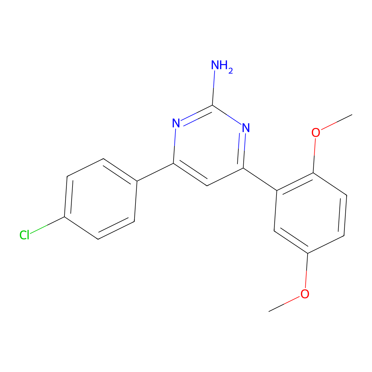 4-(4-Chlorophenyl)-6-(2,5-dimethoxyphenyl)pyrimidin-2-amine molecular structure, CAS 1354919-20-2