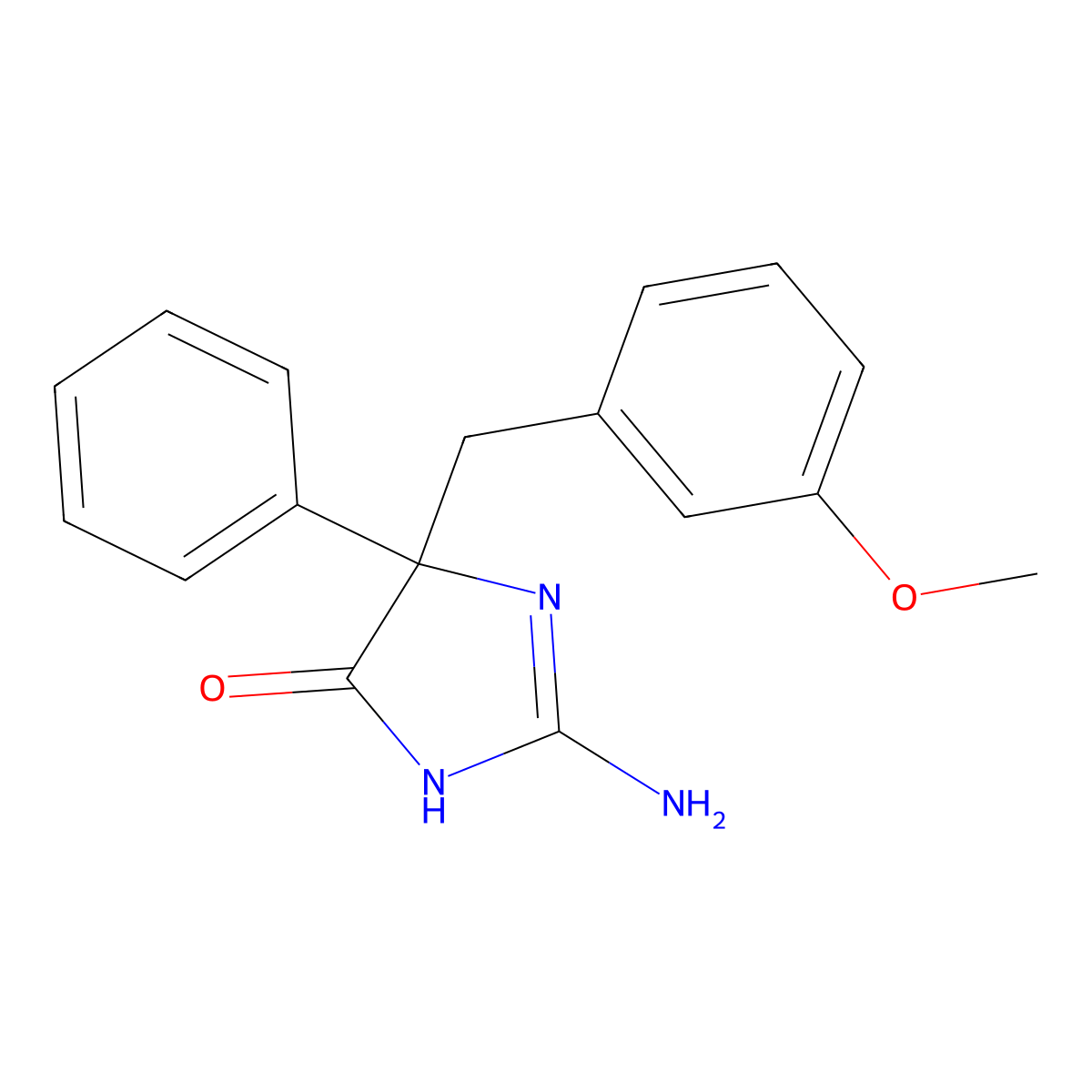 2-Amino-5-[(3-methoxyphenyl)methyl]-5-phenyl-4,5-dihydro-1H-imidazol-4-one molecular structure, CAS 1354919-24-6