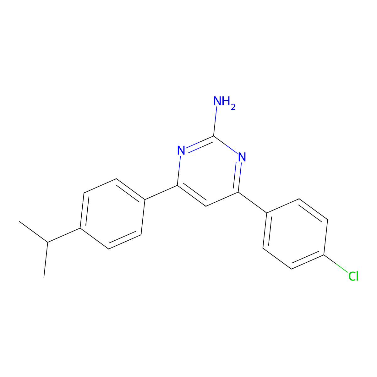 4-(4-Chlorophenyl)-6-[4-(propan-2-yl)phenyl]pyrimidin-2-amine molecular structure, CAS 1354919-27-9