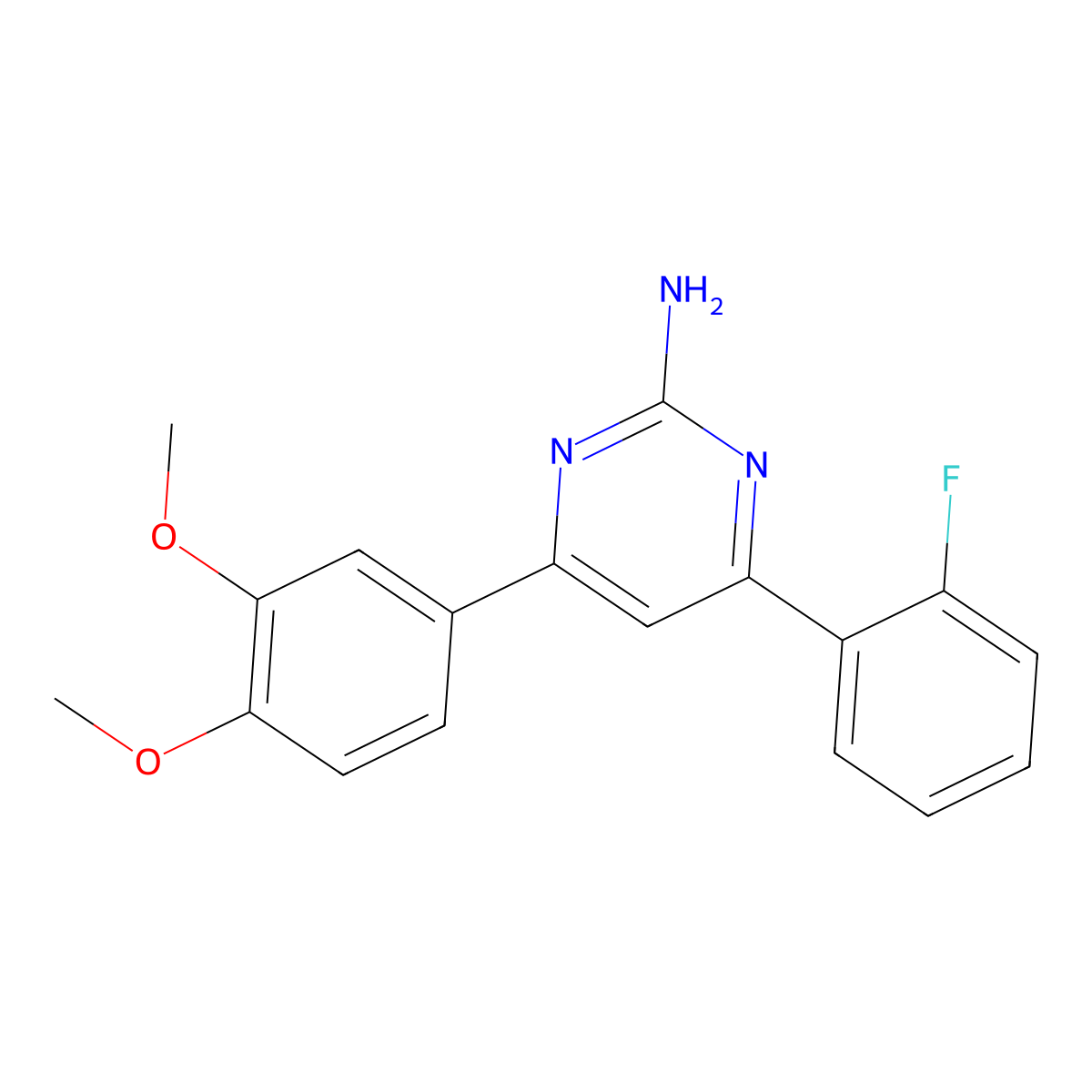 4-(3,4-Dimethoxyphenyl)-6-(2-fluorophenyl)pyrimidin-2-amine molecular structure, CAS 1354919-40-6