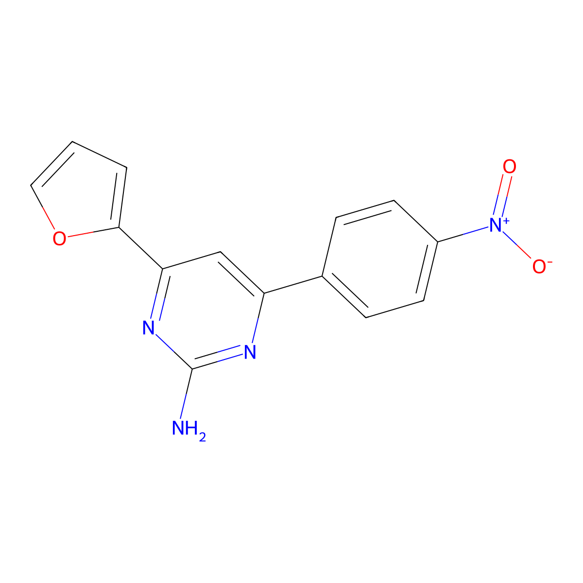 4-(Furan-2-yl)-6-(4-nitrophenyl)pyrimidin-2-amine molecular structure, CAS 1354919-61-1