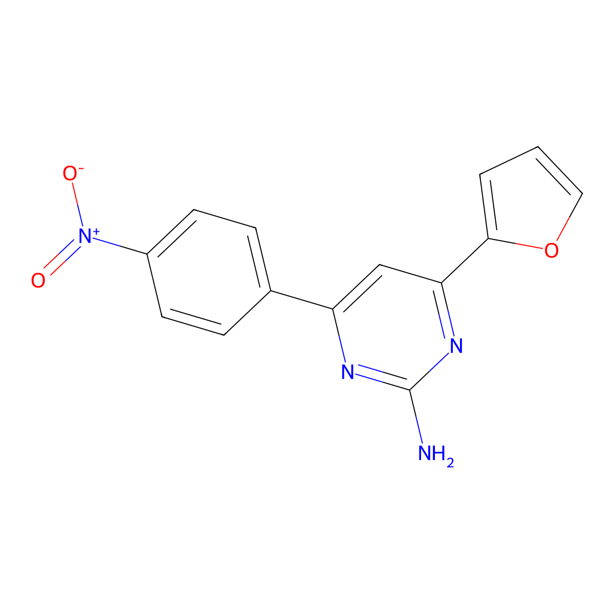 4-(Furan-2-yl)-6-(4-nitrophenyl)pyrimidin-2-amine molecular structure, CAS 1354919-61-1