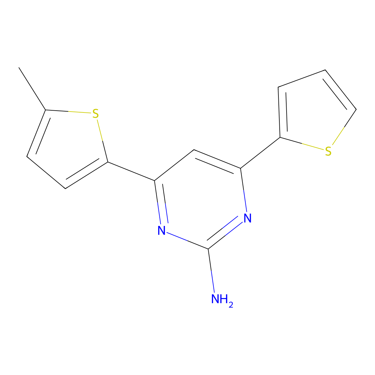 4-(5-Methylthiophen-2-yl)-6-(thiophen-2-yl)pyrimidin-2-amine molecular structure, CAS 1354919-76-8