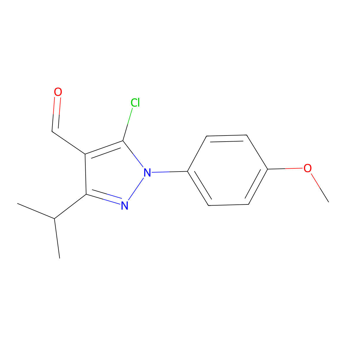5-Chloro-1-(4-methoxyphenyl)-3-(propan-2-yl)-1H-pyrazole-4-carbaldehyde molecular structure, CAS 1354919-77-9