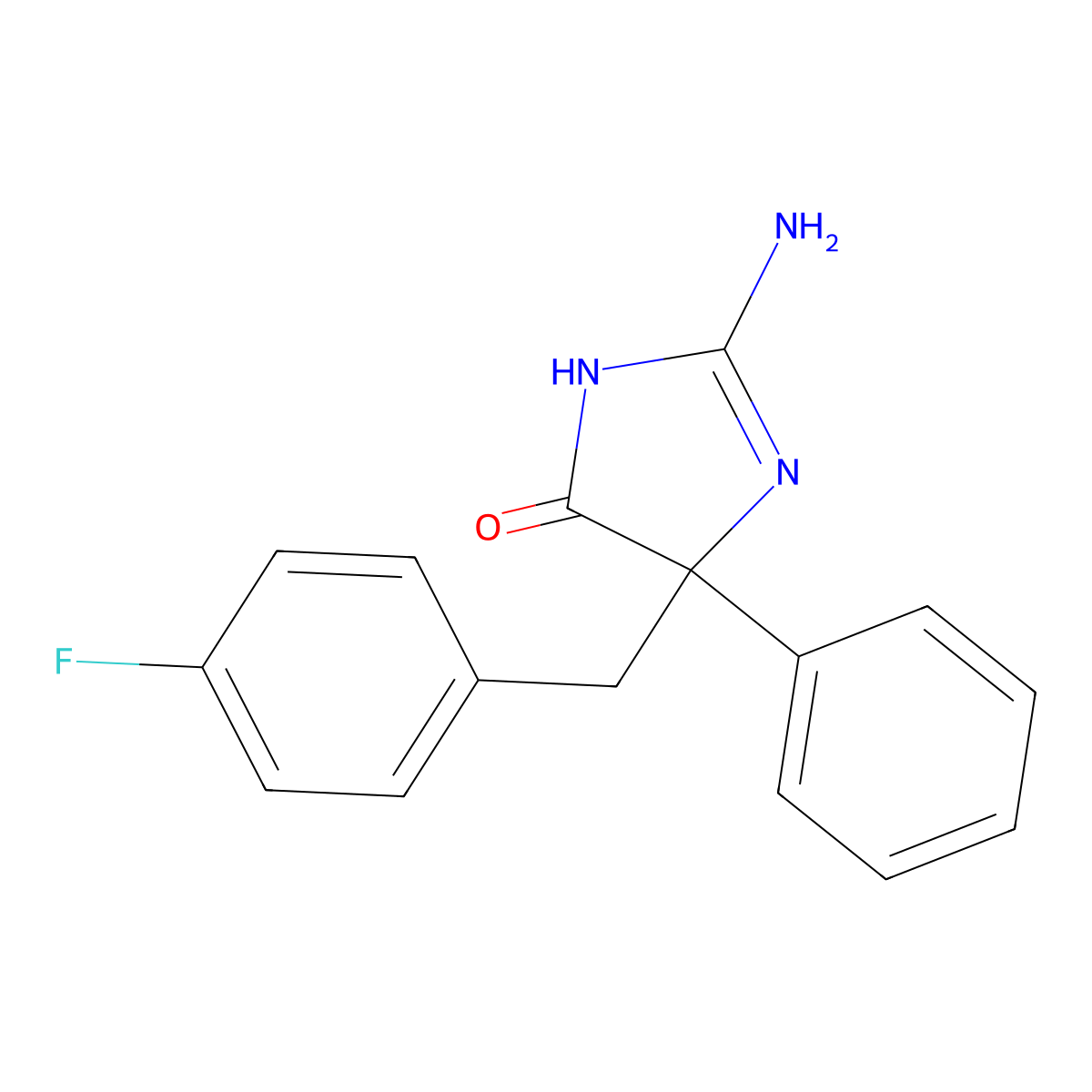 2-Amino-5-[(4-fluorophenyl)methyl]-5-phenyl-4,5-dihydro-1H-imidazol-4-one molecular structure, CAS 1354920-03-8