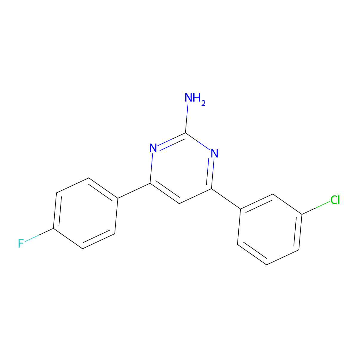 4-(3-Chlorophenyl)-6-(4-fluorophenyl)pyrimidin-2-amine molecular structure, CAS 1354920-11-8