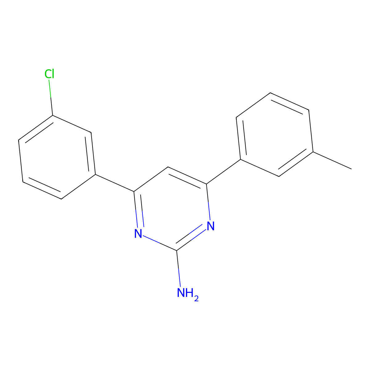 4-(3-Chlorophenyl)-6-(3-methylphenyl)pyrimidin-2-amine molecular structure, CAS 1354920-31-2