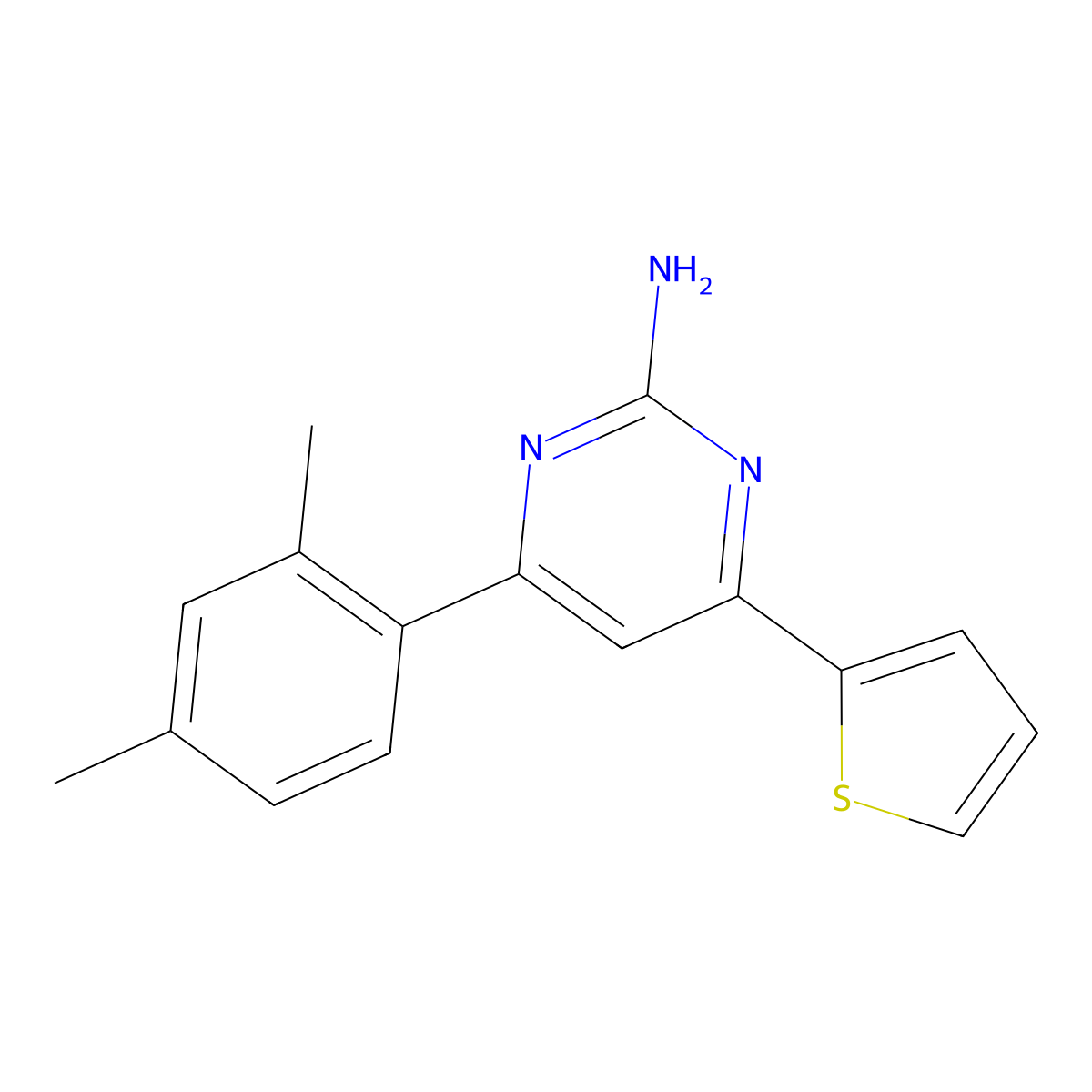 4-(2,4-Dimethylphenyl)-6-(thiophen-2-yl)pyrimidin-2-amine molecular structure, CAS 1354920-45-8
