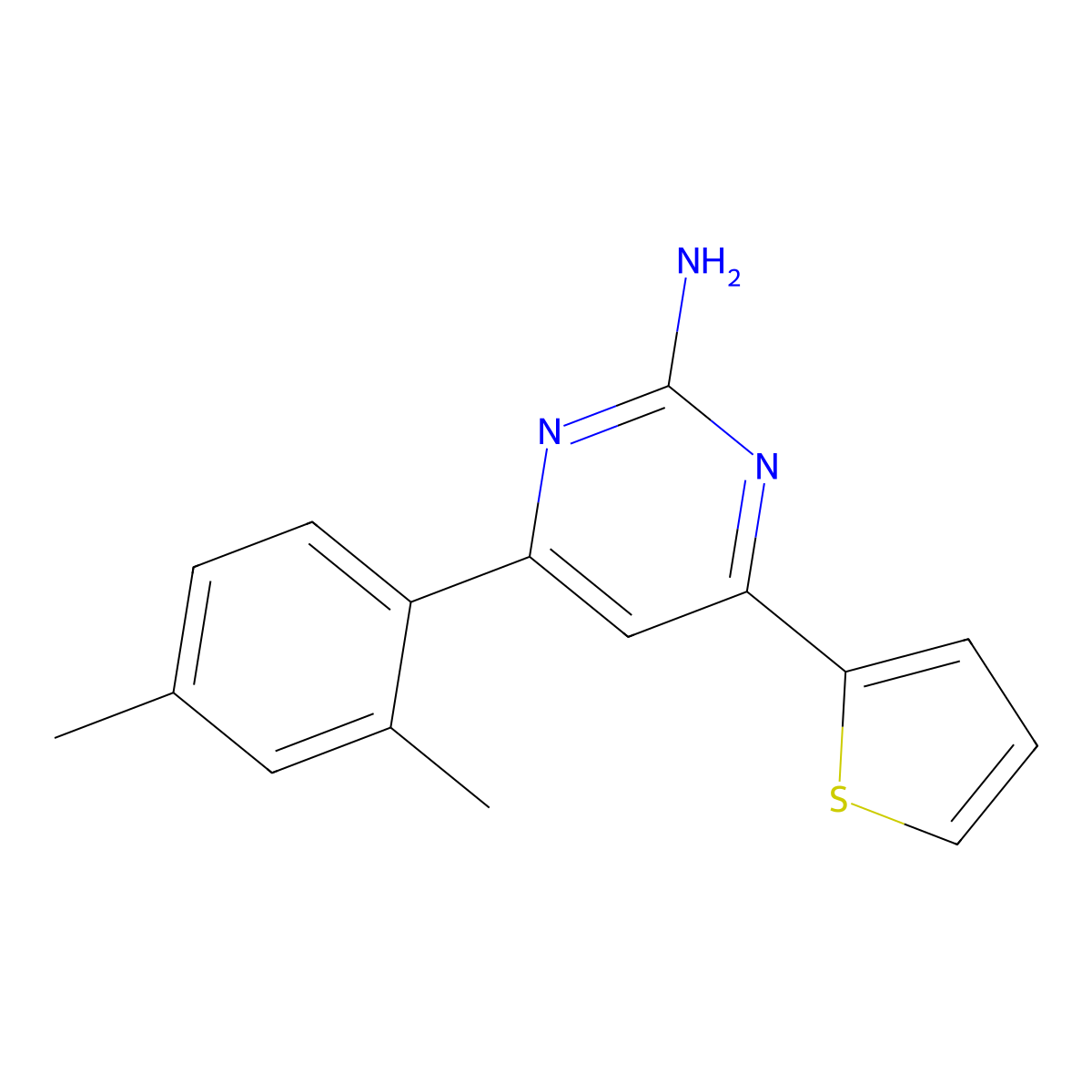 4-(2,4-Dimethylphenyl)-6-(thiophen-2-yl)pyrimidin-2-amine molecular structure, CAS 1354920-45-8