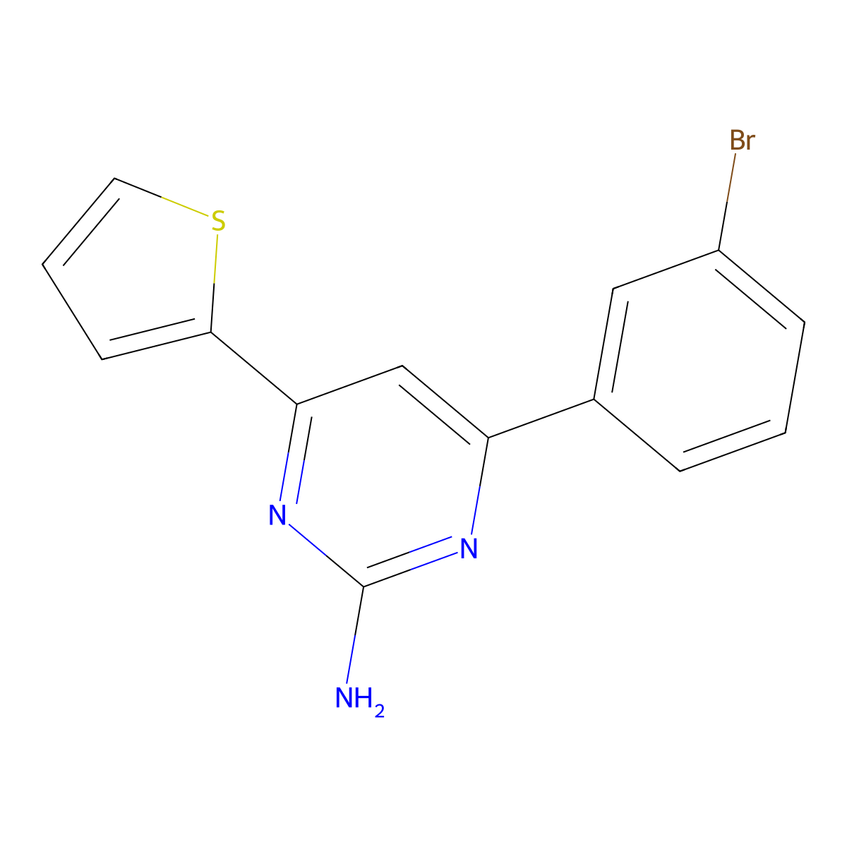 4-(3-Bromophenyl)-6-(thiophen-2-yl)pyrimidin-2-amine molecular structure, CAS 1354920-53-8