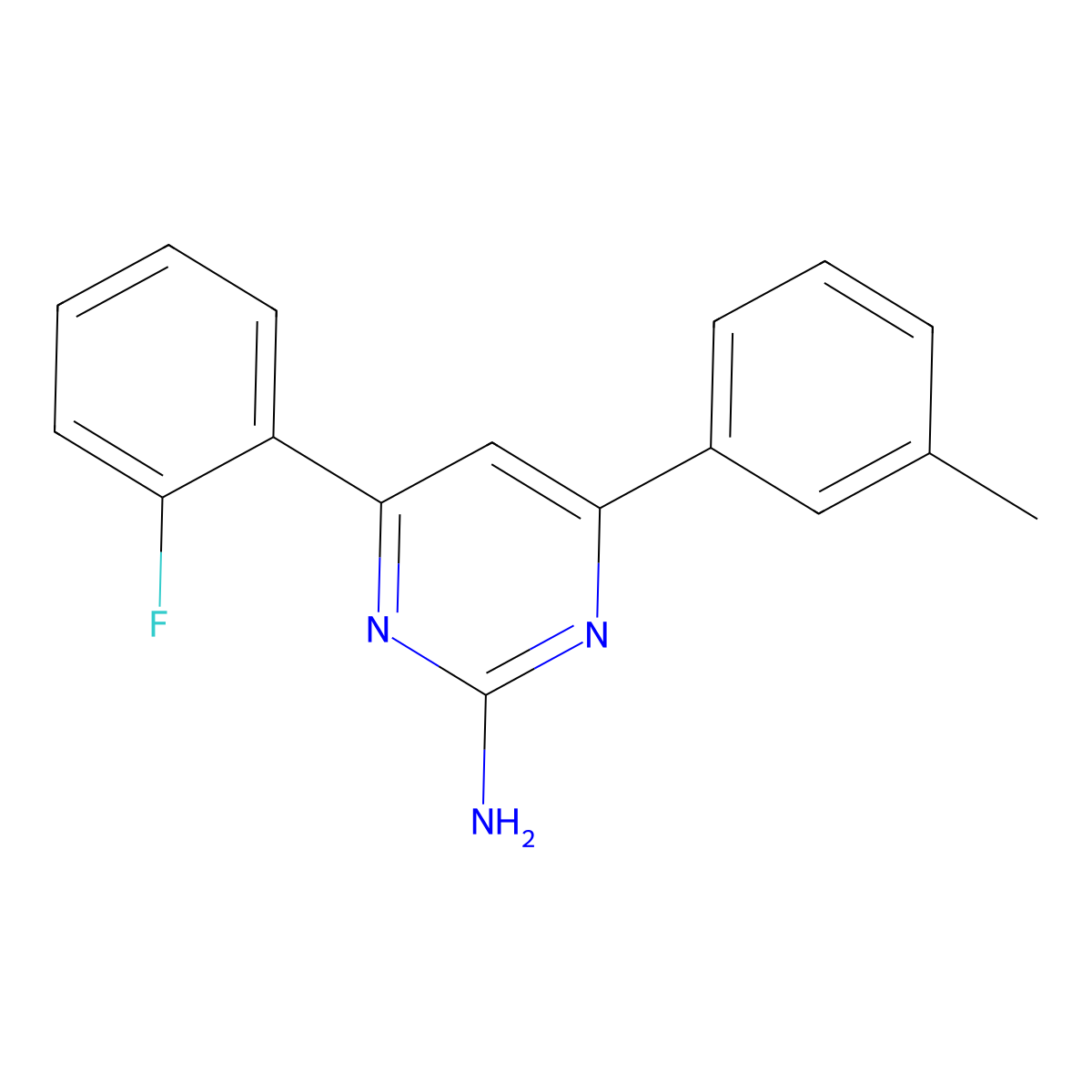 4-(2-Fluorophenyl)-6-(3-methylphenyl)pyrimidin-2-amine molecular structure, CAS 1354922-25-0