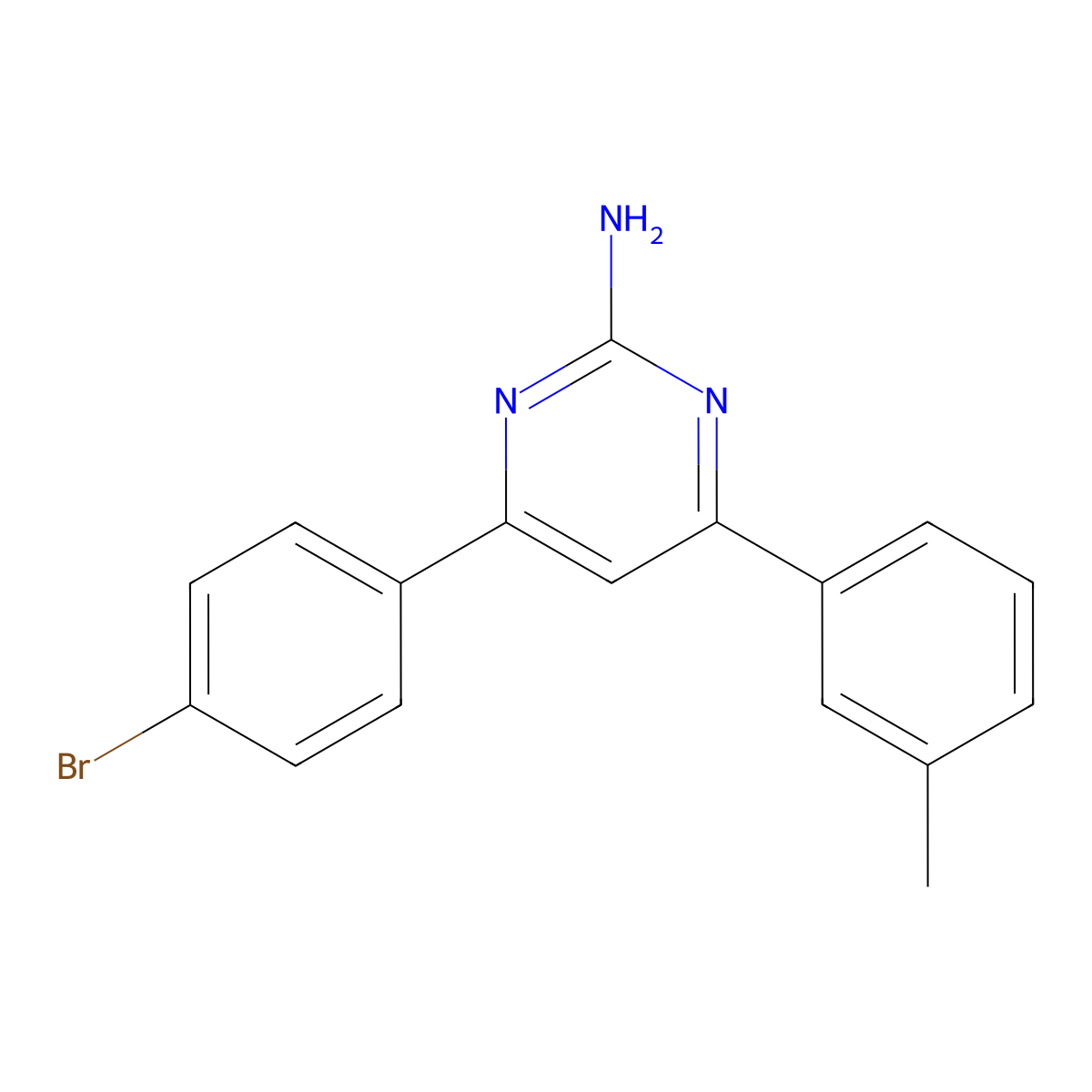 4-(4-Bromophenyl)-6-(3-methylphenyl)pyrimidin-2-amine molecular structure, CAS 1354922-26-1