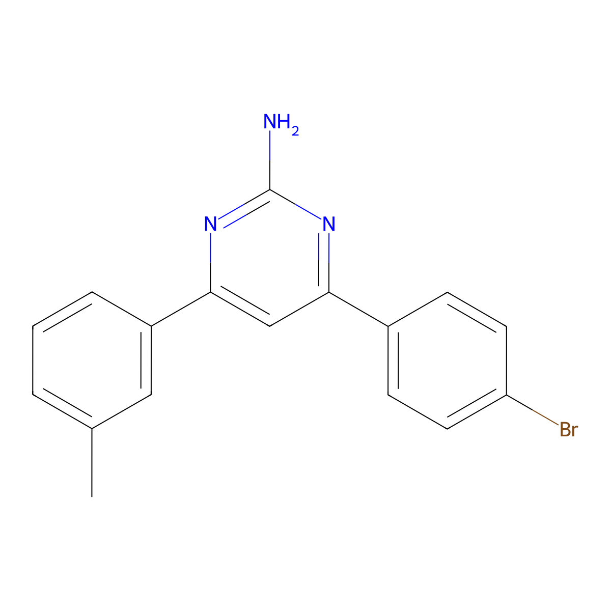 4-(4-Bromophenyl)-6-(3-methylphenyl)pyrimidin-2-amine molecular structure, CAS 1354922-26-1