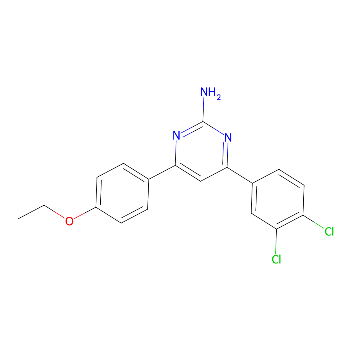 4-(3,4-Dichlorophenyl)-6-(4-ethoxyphenyl)pyrimidin-2-amine molecular structure, CAS 1354922-45-4