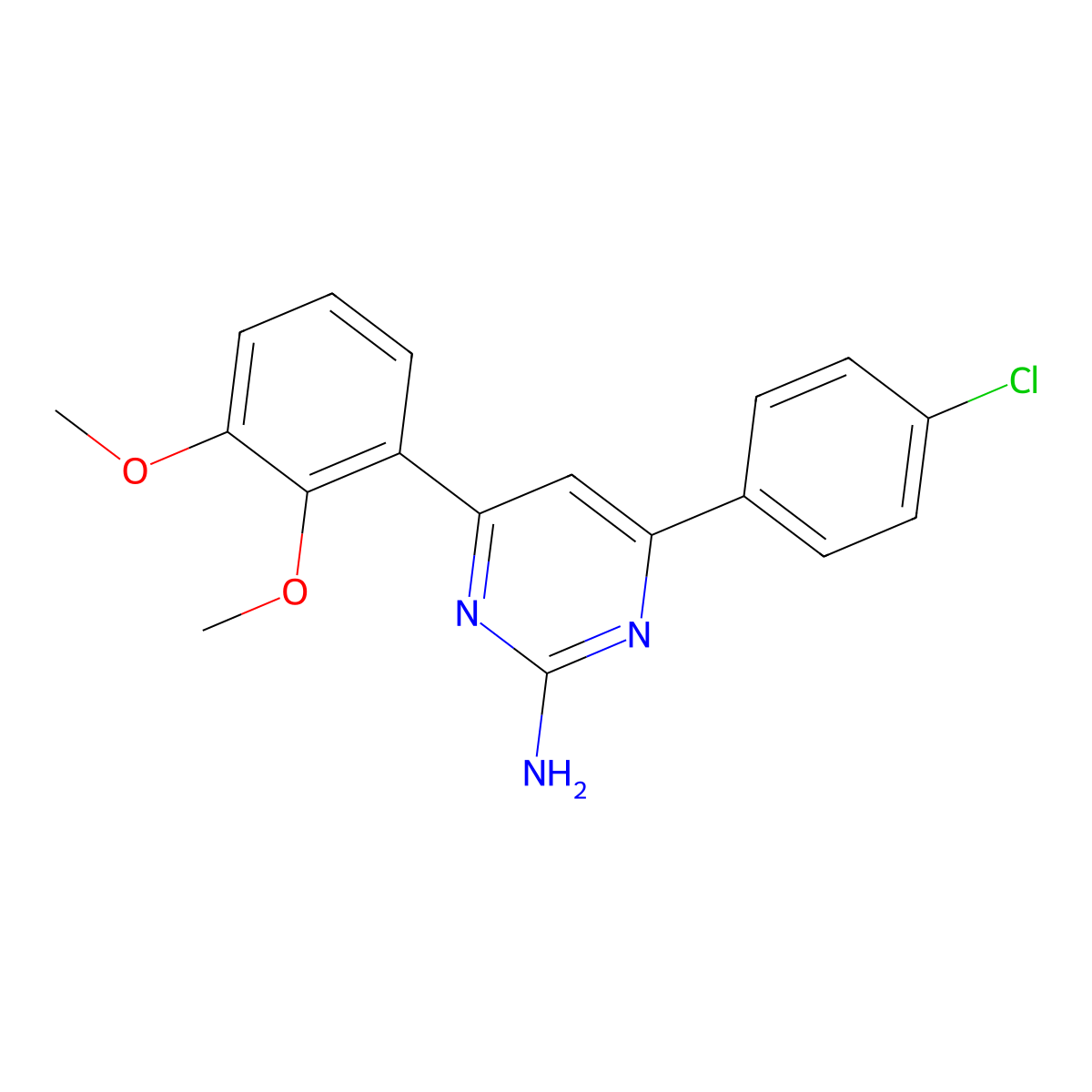 4-(4-Chlorophenyl)-6-(2,3-dimethoxyphenyl)pyrimidin-2-amine molecular structure, CAS 1354922-55-6