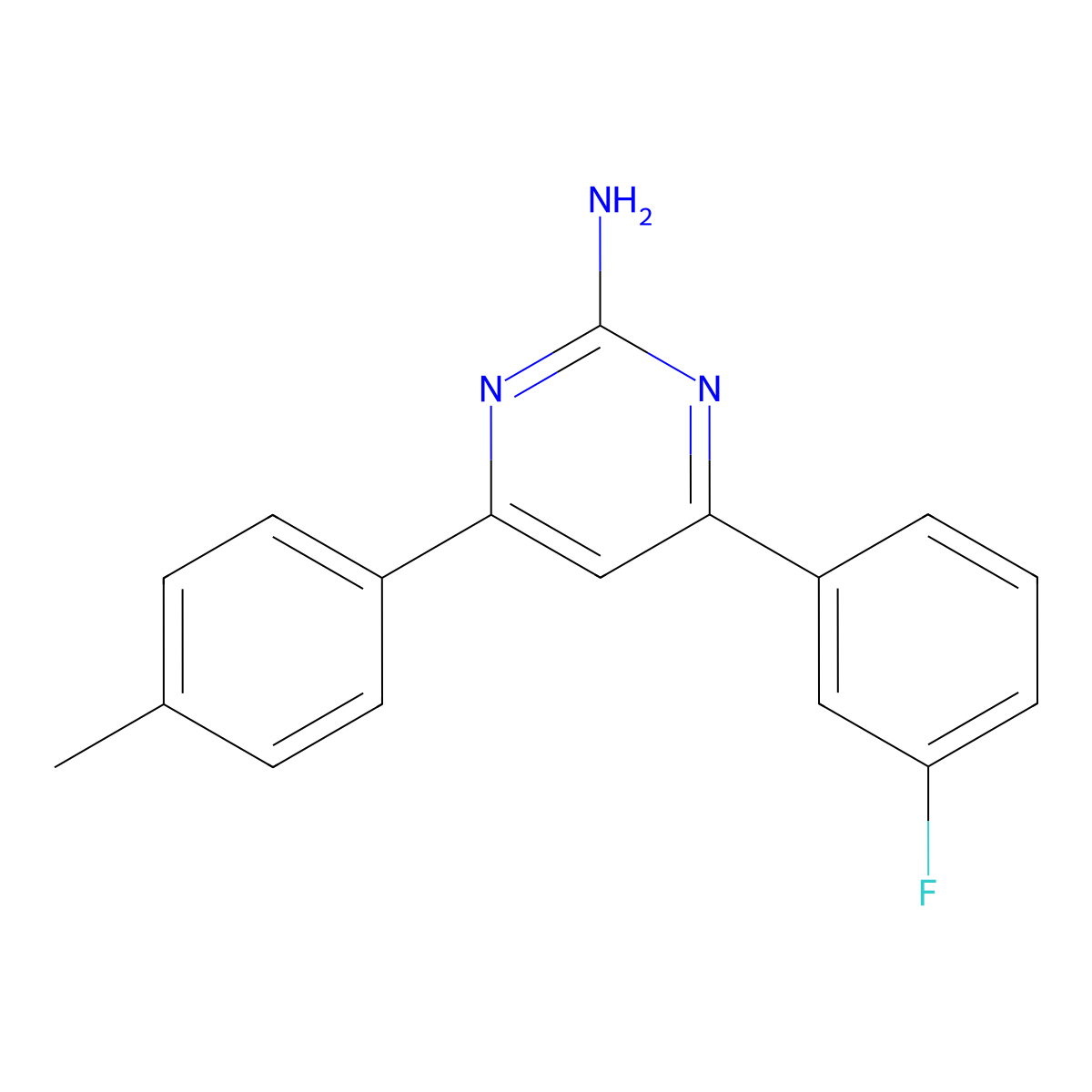 4-(3-Fluorophenyl)-6-(4-methylphenyl)pyrimidin-2-amine molecular structure, CAS 1354922-68-1