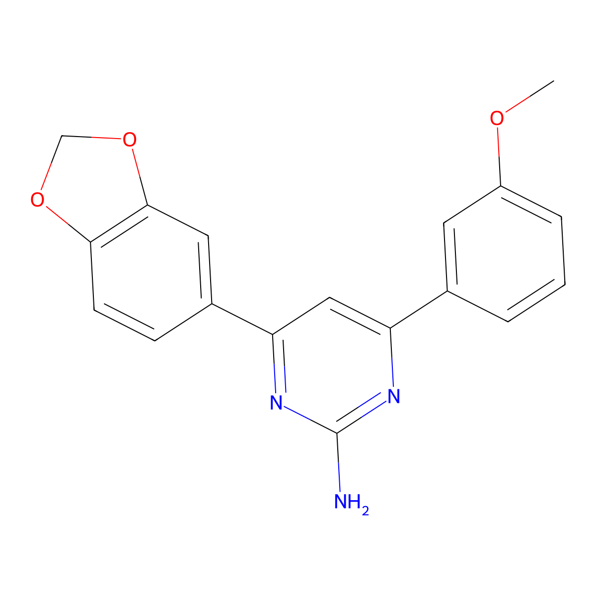 4-(2H-1,3-Benzodioxol-5-yl)-6-(3-methoxyphenyl)pyrimidin-2-amine molecular structure, CAS 1354922-78-3