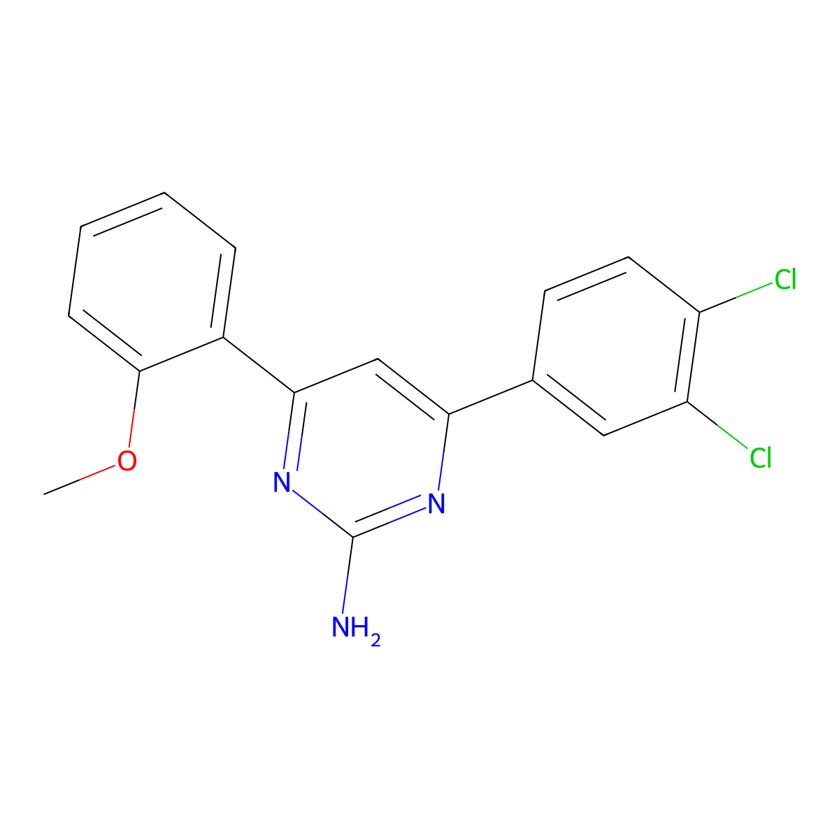 4-(3,4-Dichlorophenyl)-6-(2-methoxyphenyl)pyrimidin-2-amine molecular structure, CAS 1354922-87-4