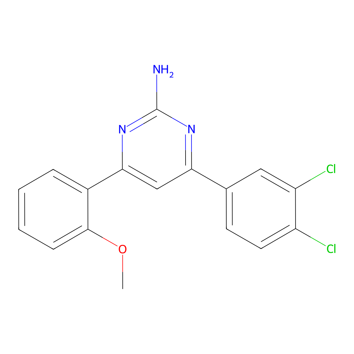 4-(3,4-Dichlorophenyl)-6-(2-methoxyphenyl)pyrimidin-2-amine molecular structure, CAS 1354922-87-4