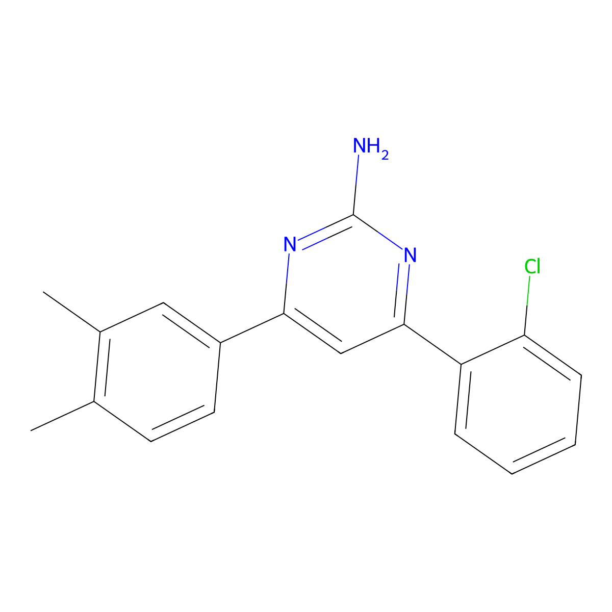 4-(2-Chlorophenyl)-6-(3,4-dimethylphenyl)pyrimidin-2-amine molecular structure, CAS 1354922-90-9