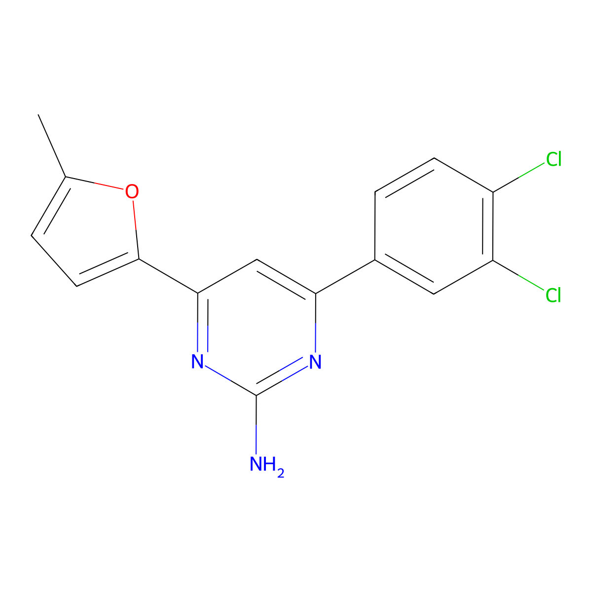 4-(3,4-Dichlorophenyl)-6-(5-methylfuran-2-yl)pyrimidin-2-amine molecular structure, CAS 1354922-93-2
