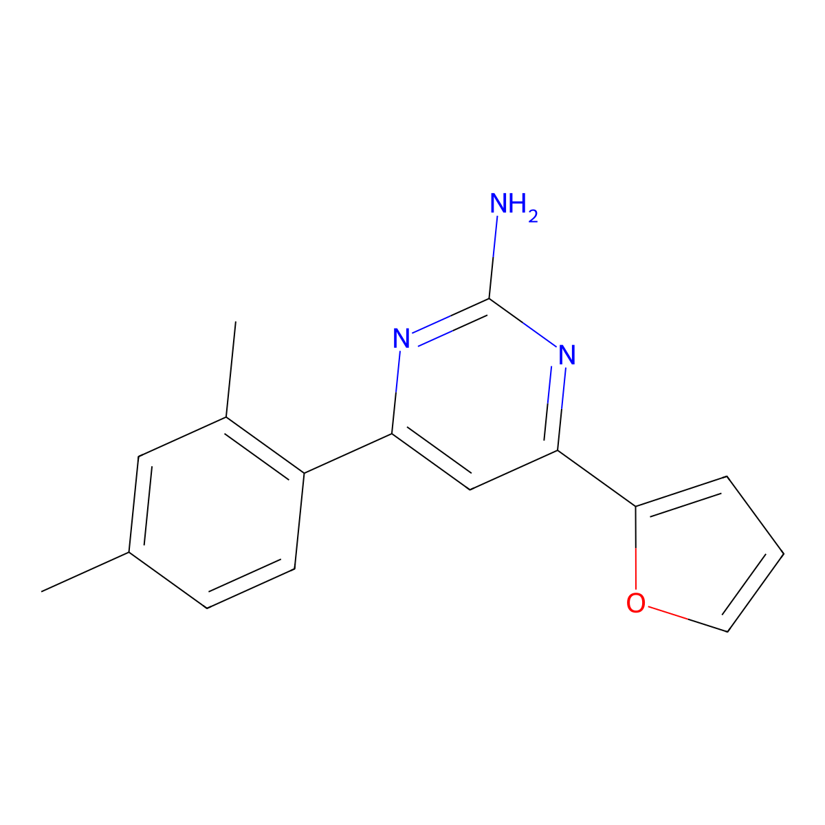 4-(2,4-Dimethylphenyl)-6-(furan-2-yl)pyrimidin-2-amine molecular structure, CAS 1354922-95-4