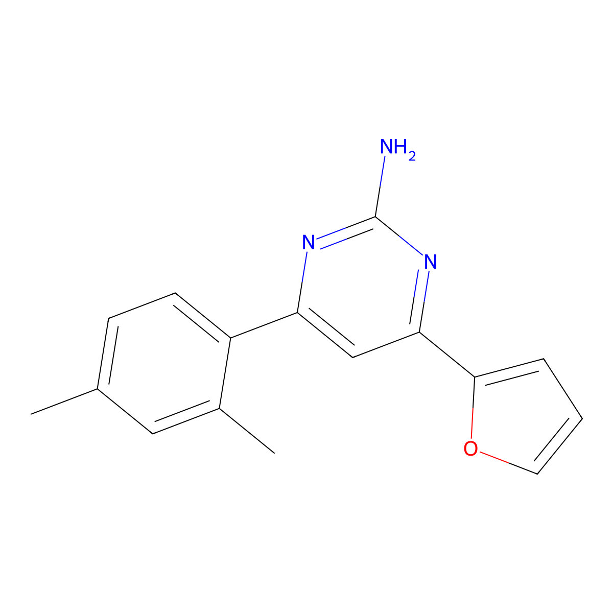4-(2,4-Dimethylphenyl)-6-(furan-2-yl)pyrimidin-2-amine molecular structure, CAS 1354922-95-4
