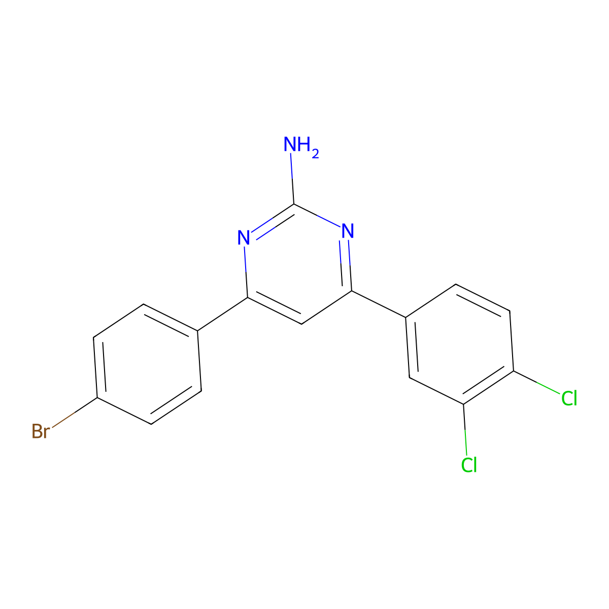 4-(4-Bromophenyl)-6-(3,4-dichlorophenyl)pyrimidin-2-amine molecular structure, CAS 1354923-02-6