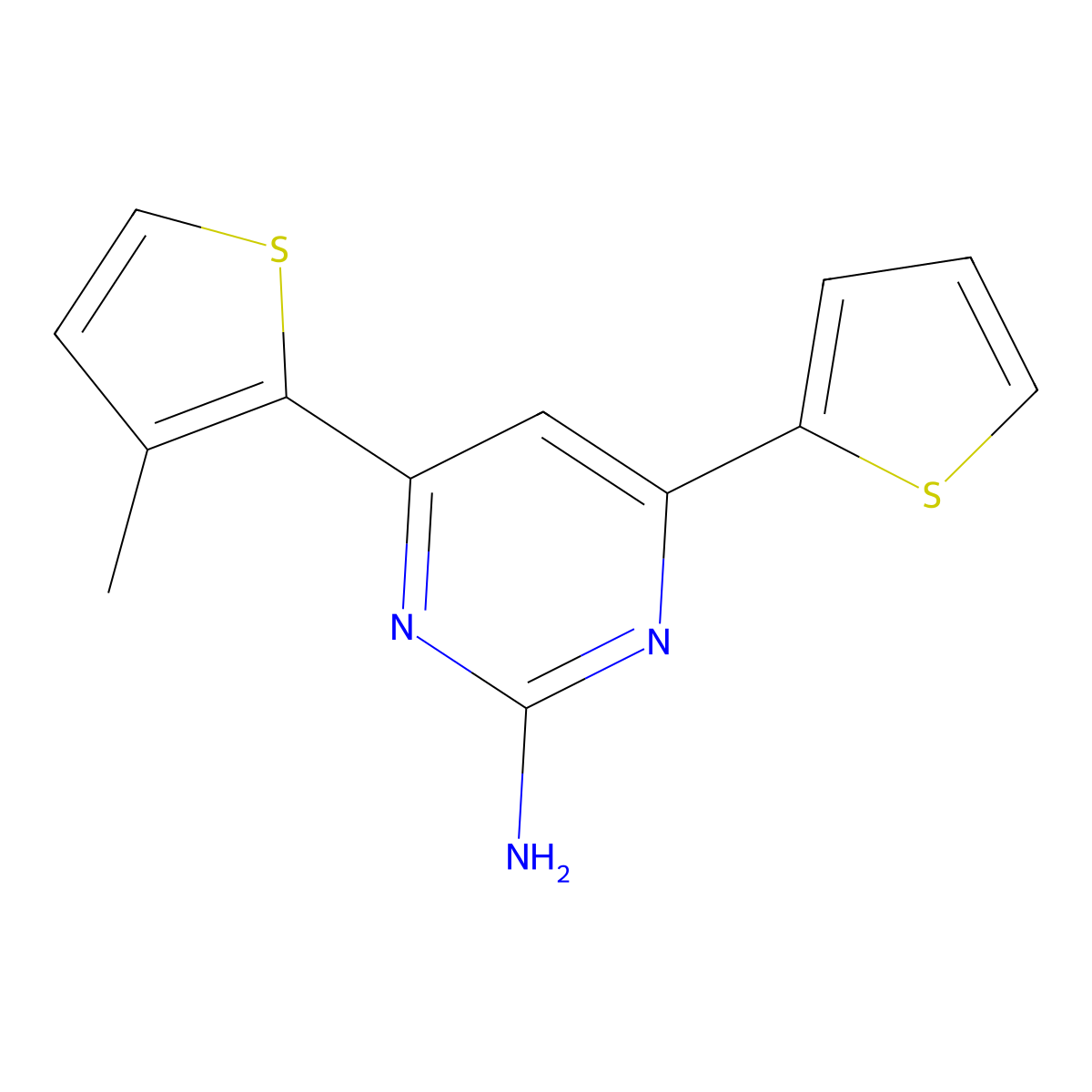 4-(3-Methylthiophen-2-yl)-6-(thiophen-2-yl)pyrimidin-2-amine molecular structure, CAS 1354923-07-1