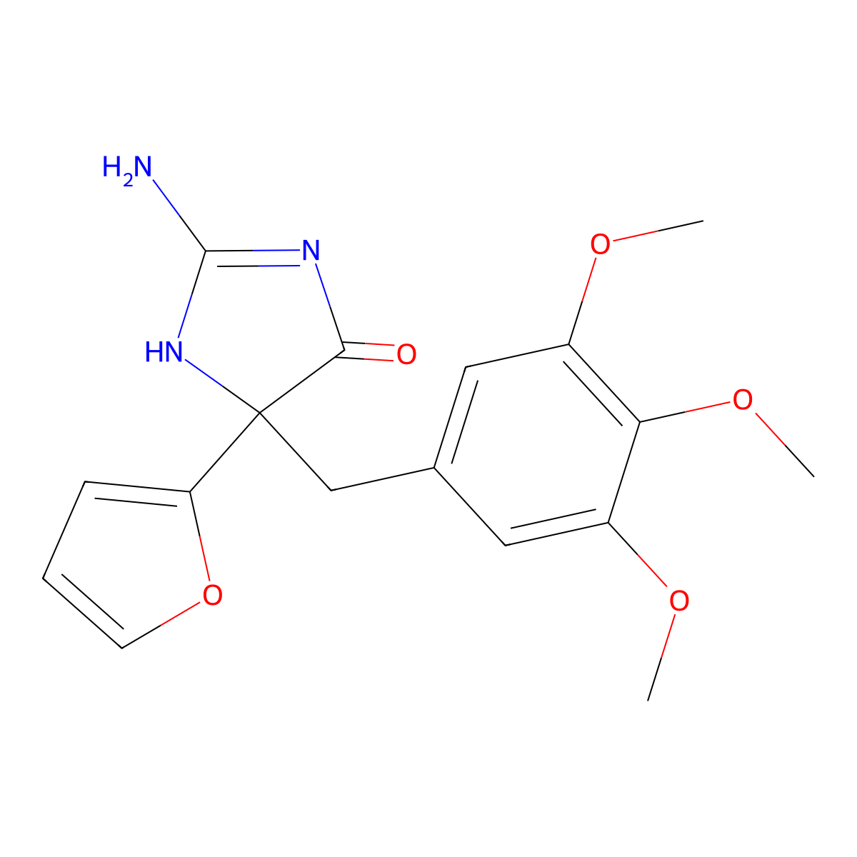 2-Amino-5-(furan-2-yl)-5-[(3,4,5-trimethoxyphenyl)methyl]-4,5-dihydro-1H-imidazol-4-one molecular structure, CAS 1354923-16-2