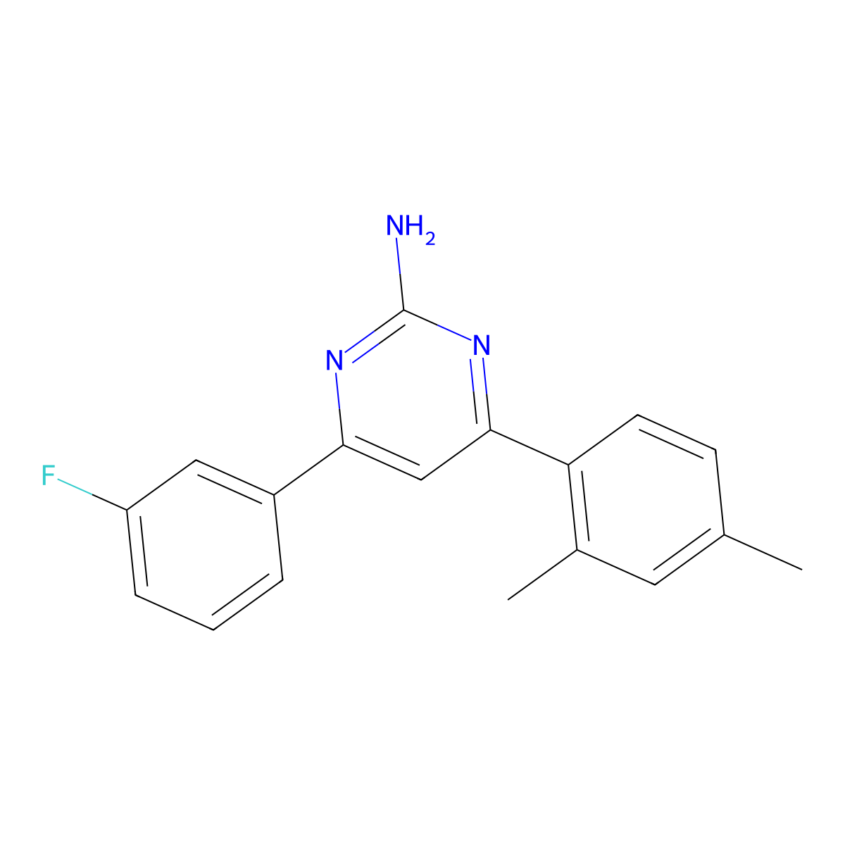 4-(2,4-Dimethylphenyl)-6-(3-fluorophenyl)pyrimidin-2-amine molecular structure, CAS 1354923-25-3
