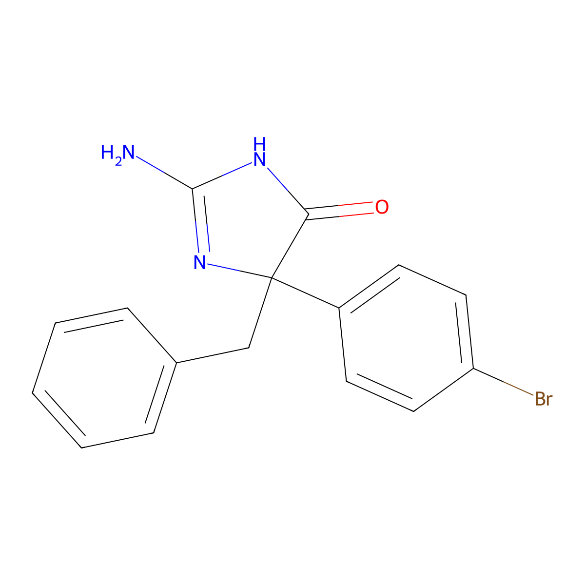 2-Amino-5-benzyl-5-(4-bromophenyl)-4,5-dihydro-1H-imidazol-4-one molecular structure, CAS 1354923-35-5