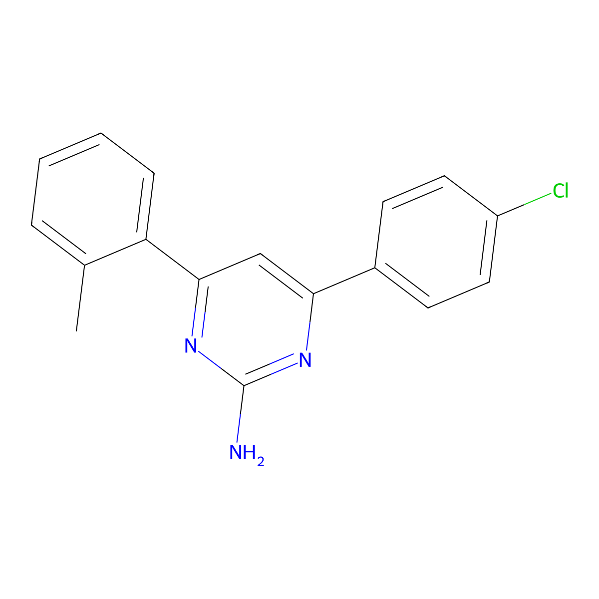 4-(4-Chlorophenyl)-6-(2-methylphenyl)pyrimidin-2-amine molecular structure, CAS 1354923-42-4