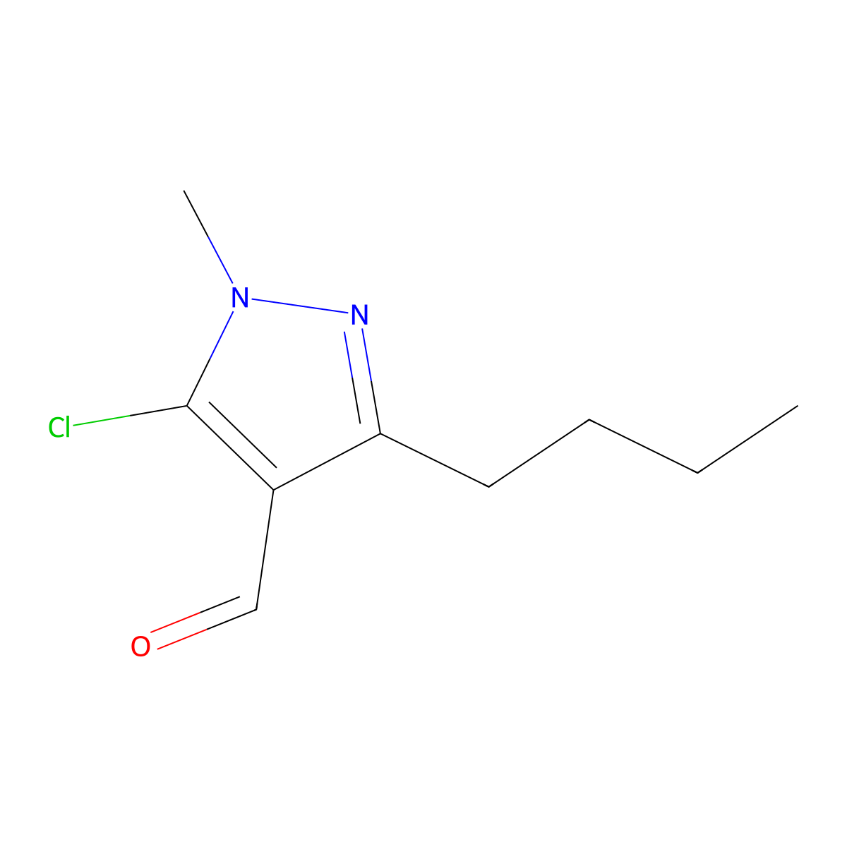 3-Butyl-5-chloro-1-methyl-1H-pyrazole-4-carbaldehyde molecular structure, CAS 1354923-54-8