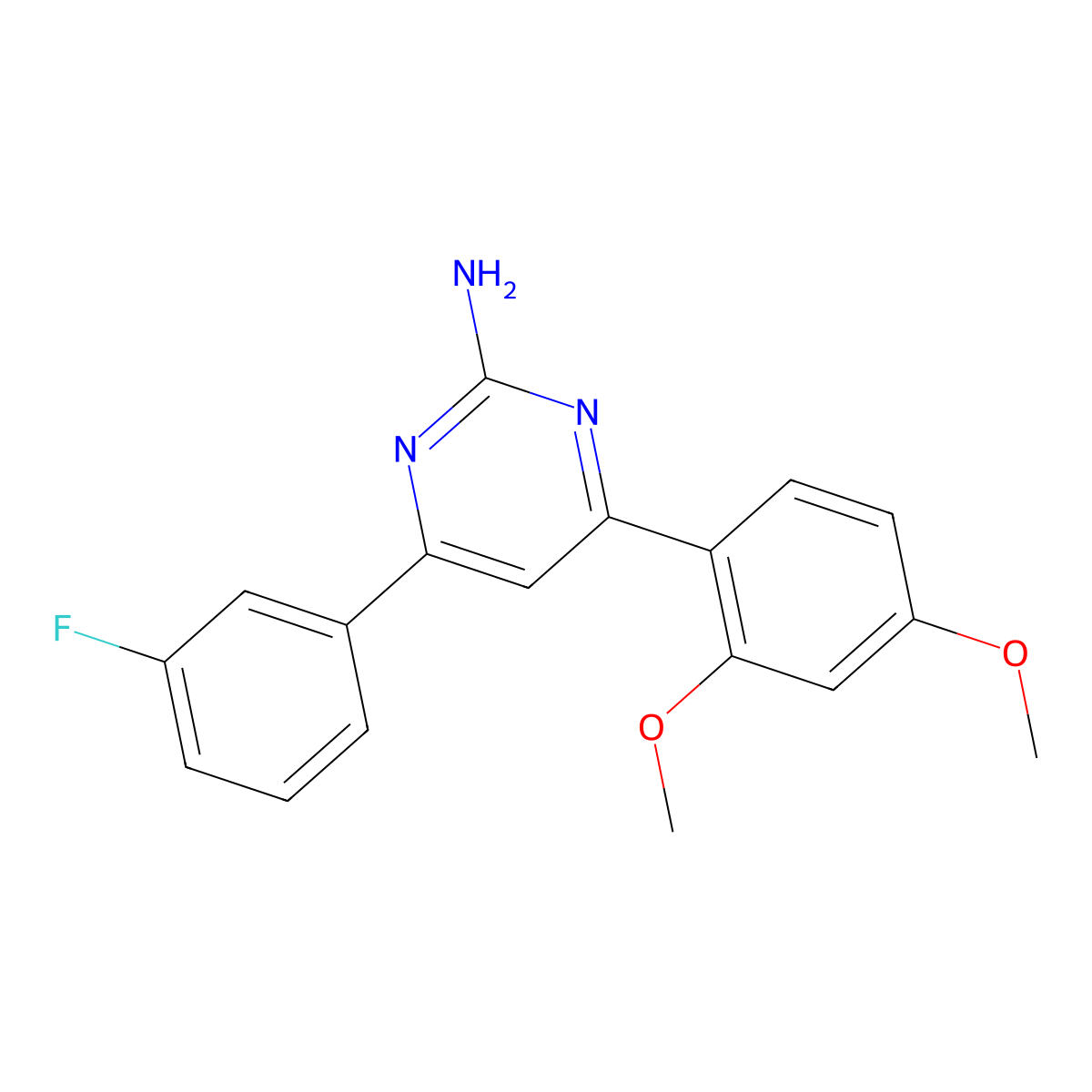 4-(2,4-Dimethoxyphenyl)-6-(3-fluorophenyl)pyrimidin-2-amine molecular structure, CAS 1354923-59-3